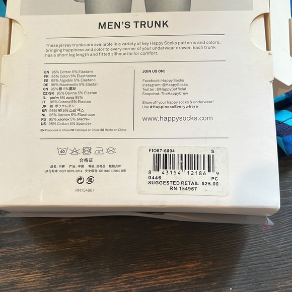 Happy Socks Men's Trunk Underwear - Blue and Black - Picture 5 of 5